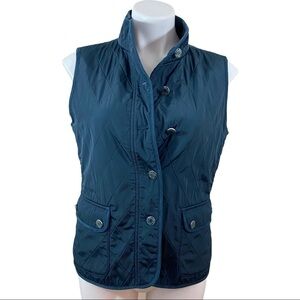 Talbots Fleece Lined Dark Green Quilted Vest Small
